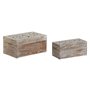 Boîte à bijoux Home ESPRIT Blanc Naturel Bois de manguier (2 Pièces)