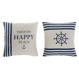 Coussin Home ESPRIT Blanc Blue marine 45 x 10 x 45 cm (2 Unités)