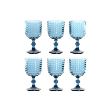 Set de Verres Home ESPRIT Bleu Verre 380 ml (6 Unités)
