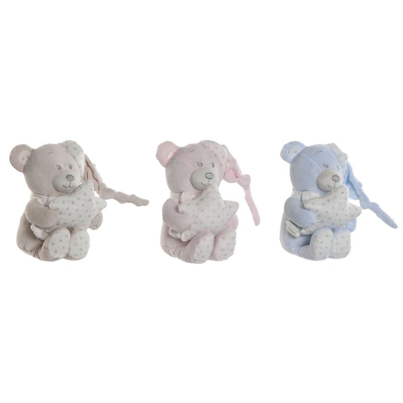 Jouet Peluche Home ESPRIT Bleu Beige Rose Polyester 20 x 10 x 15 cm (3 Unités)