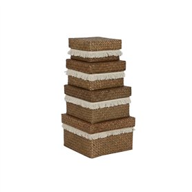 Set de basket Home ESPRIT Blanc Naturel Fibre naturelle Boho Usé (4 Pièces)