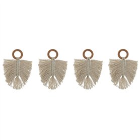 Rond de serviette Home ESPRIT Naturel Acacia Macramé 13 x 1 x 18 cm 4 Pièces
