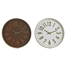 Horloge Murale Home ESPRIT Blanc Marron Doré PVC 45 x 4 x 45 cm (2 Unités)