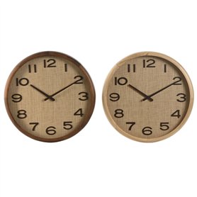 Horloge Murale Home ESPRIT Marron Naturel Bois Rotin 40 x 5 x 40 cm (2 Unités)