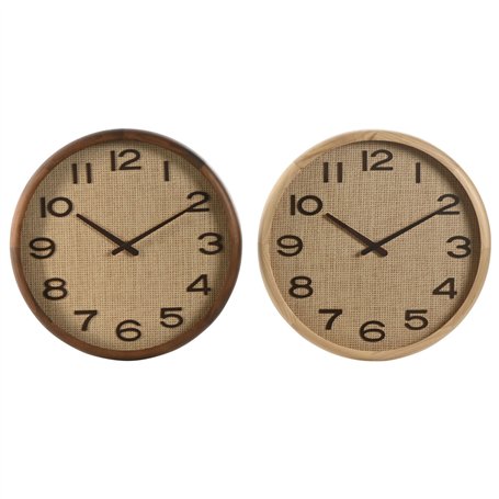 Horloge Murale Home ESPRIT Marron Naturel Bois Rotin 40 x 5 x 40 cm (2 Unités)