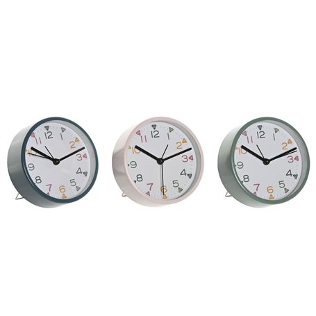 Horloge de table Home ESPRIT Bleu Rose Turquoise (3 Unités)