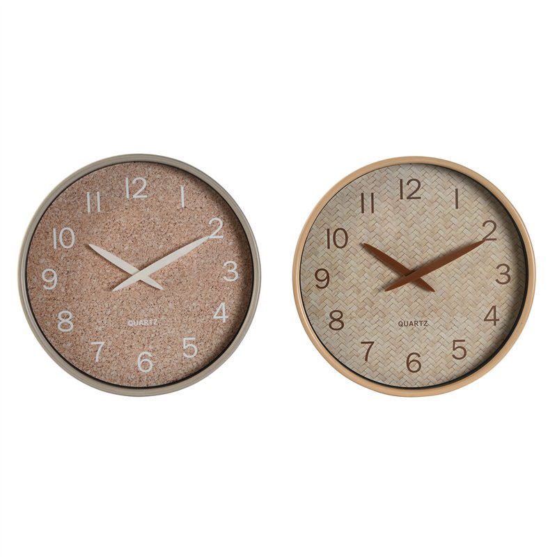 Horloge Murale Home ESPRIT Marron Naturel PVC Bois 30 x 4,7 x 30 cm (2 Unités)