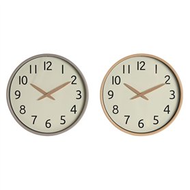 Horloge Murale Home ESPRIT Beige Naturel PVC Bois 30 x 4