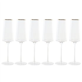 Verre à pied évasé de champagne et de cava Home ESPRIT Transparent Doré Verre 400 ml (6 Unités)