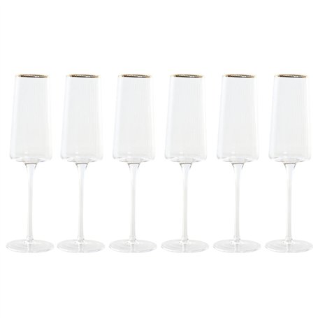 Verre à pied évasé de champagne et de cava Home ESPRIT Transparent Doré Verre 400 ml (6 Unités)