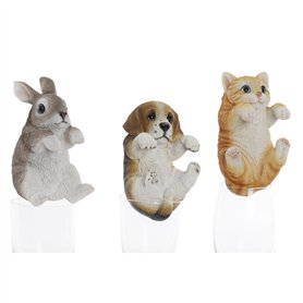 Figurine Décorative Home ESPRIT Blanc Marron Gris Orange animaux 9 x 9 x 15