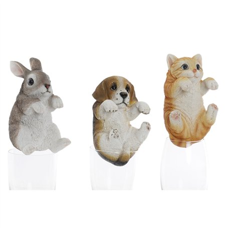 Figurine Décorative Home ESPRIT Blanc Marron Gris Orange animaux 9 x 9 x 15