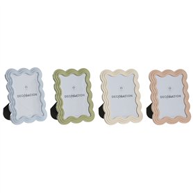 Cadre photo Home ESPRIT Bleu Blanc Vert Rose Verre ABS Scandinave (4 Unités)