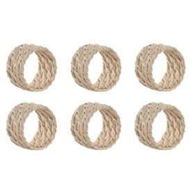 Rond de serviette Home ESPRIT Blanc Naturel Bambou Rotin 5 x 5 x 3 cm