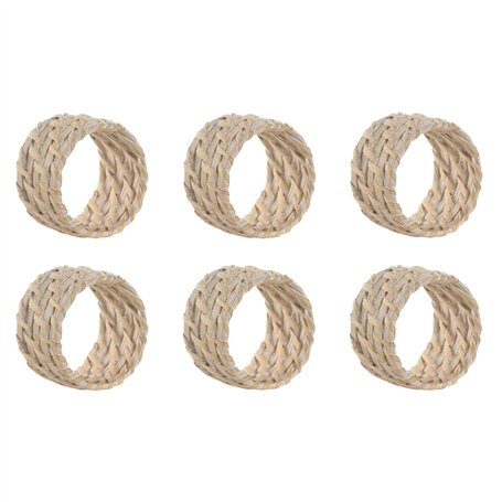 Rond de serviette Home ESPRIT Blanc Naturel Bambou Rotin 5 x 5 x 3 cm