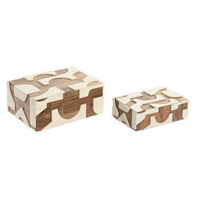 Boîte à bijoux Home ESPRIT Noir Naturel Résine Acacia 18 x 13 x 7
