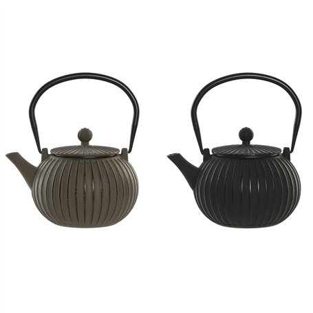 Théière Home ESPRIT Noir Beige Acier inoxydable Fer 1 L (2 Unités)