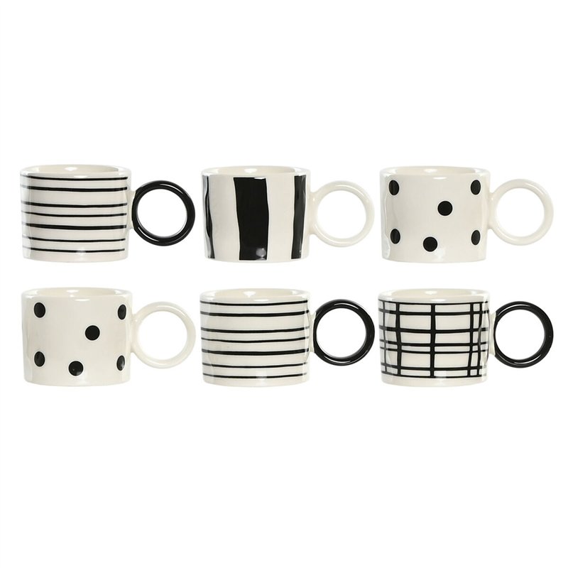 Ensemble de tasses à café Home ESPRIT Blanc Noir Porcelaine 90 ml