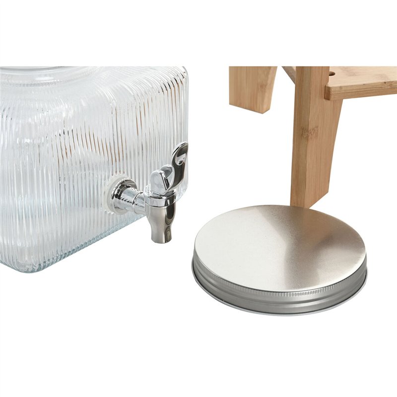 Image secondaire de Distributeur d'eau Home ESPRIT Transparent Naturel Bambou Verre 3,5 L 19 x 19 x 16 cm