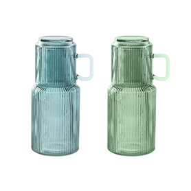 Bouteille d'eau Home ESPRIT Bleu Vert Verre 1 L (2 Unités)