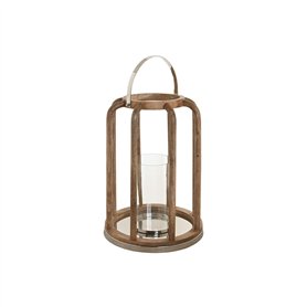 Bougeoir Home ESPRIT Marron Argenté Naturel Verre Bois de manguier 30 x 30 x 42 cm