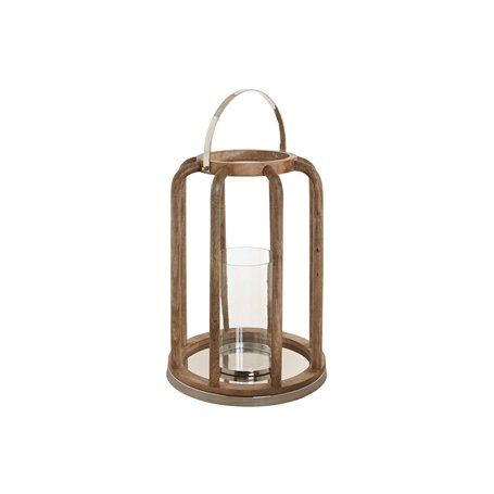 Bougeoir Home ESPRIT Marron Argenté Naturel Verre Bois de manguier 30 x 30 x 42 cm