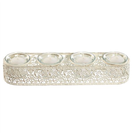 Bougeoir Home ESPRIT Crème Métal Verre 31 x 7 x 5 cm