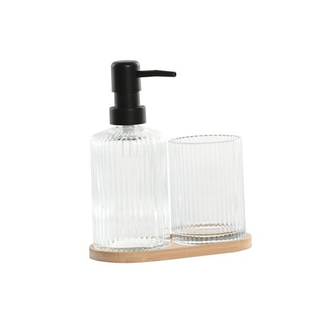 Ensemble de Bain Home ESPRIT Transparent Naturel Bambou Verre Moderne 3 Pièces