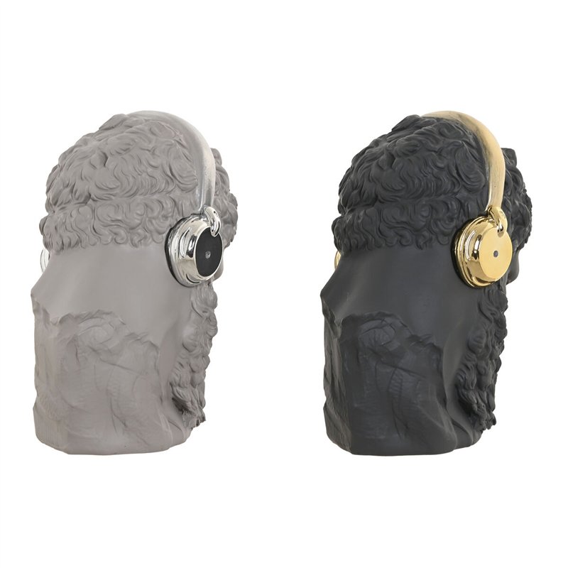 Image secondaire de Figurine Décorative Home ESPRIT Noir Gris Doré Argenté Casque 14 x 10 x 17 cm (2 Unités)