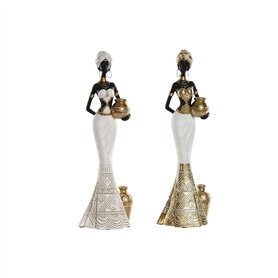 Figurine Décorative Home ESPRIT Blanc Noir Doré Africaine 9