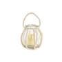 Bougeoir Home ESPRIT Transparent Naturel Marron Clair Bois Verre 22 x 22 x 22 cm