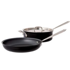 All-clad NS1 Ensemble de cuisson antiadhésif Poêle à frire – 3 Pièces – 10 et 4 Qt. Sauteuse et couvercle