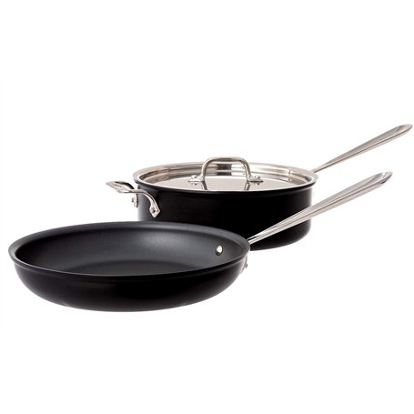 All-clad NS1 Ensemble de cuisson antiadhésif Poêle à frire – 3 Pièces – 10 et 4 Qt. Sauteuse et couvercle