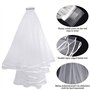 Nuluxi Voile de Mariage Courte 2 Couches avec Peigne Voile de Mariée Brodé de Ruban Vintage Niveaux Cathédrale de Mariage Blanc 