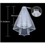 Nuluxi Voile de Mariage Courte 2 Couches avec Peigne Voile de Mariée Brodé de Ruban Vintage Niveaux Cathédrale de Mariage Blanc 