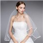 Nuluxi Voile de Mariage Courte 2 Couches avec Peigne Voile de Mariée Brodé de Ruban Vintage Niveaux Cathédrale de Mariage Blanc 