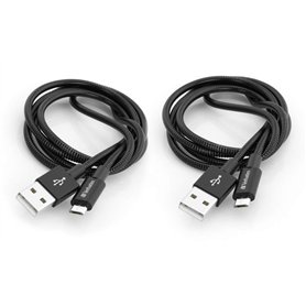 VERBATIM câble Lightning vers USB - noir - lot de 2 - câble de chargement solide pour iPhone - protection anti-courbure - 2x 100
