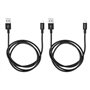 VERBATIM câble Lightning vers USB - noir - lot de 2 - câble de chargement solide pour iPhone - protection anti-courbure - 2x 100