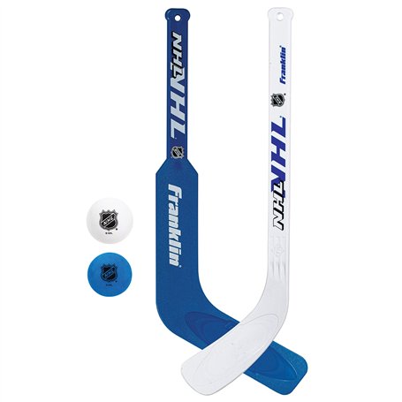 Franklin Sports Mini Balle Jouez Genou à Tout Moment – Ensemble de Hockey d'intérieur pour Enfants – Bâtons de Joueur et de Gard