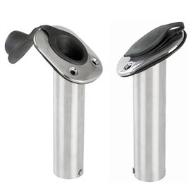 NUZAMAS Lot de 2 supports de canne à pêche en acier inoxydable 316 de qualité marine à montage encastré avec bouchon d'étanchéit