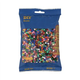 Hama - 201-67 - Loisirs Créatifs - Sachet 3000 Perles à Repasser - Taille Midi - Mix 22 Couleurs