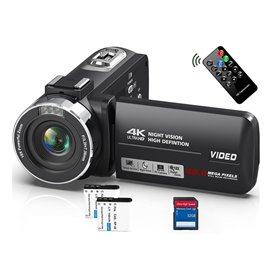 Caméscope vidéo 4K 48MP avec vision nocturne infrarouge