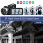Caméscope vidéo 4K 48MP avec vision nocturne infrarouge, zoom numérique 18X 30 FPS webcam caméra vidéo 3.0 pouces 270° rotation 