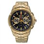 SEIKO SSB438 Coutura Montre à quartz chronographe pour homme Cadran noir en acier inoxydable avec bracelet doré clair Étanche ju