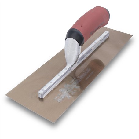Truelle de lissage Marshalltown avec manche Durasoft courbé en acier doré