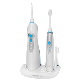 ProfiCare Combiné Brosse à Dents Sonique à Batterie àlectrique (Sans Fil)/Jet Dentaire Fonctionne sur Batterie Lithium Bleu/Blan