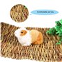 RoadLoo Lapin Lits Mâcher,4 Pcs NaturelleTapis Lapin la Main Herbe Tissée Jouets Mâcher Sûrs Comestibles Lapins Mâchent des Joue