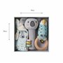 Nuby Ensemble cadeau pour bébé Animal Adventures - Ensemble de souvenirs en 3 pièces - Doudou, Siffleur et Hochet - Comprend un 
