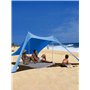 Plage Pliable Abri Solaire Portable UPF50+, Auvent Plage Coupe-Vent, Plage Familiale avec 2 Mâts, 1 Sac Transport, pour La Plage