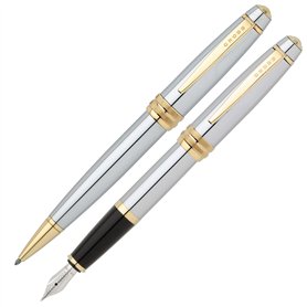 Cross Bailey medalist Coffret cadeau avec stylo à bille et stylo-plume (avec revêtement en or galvanisé 23 carats
